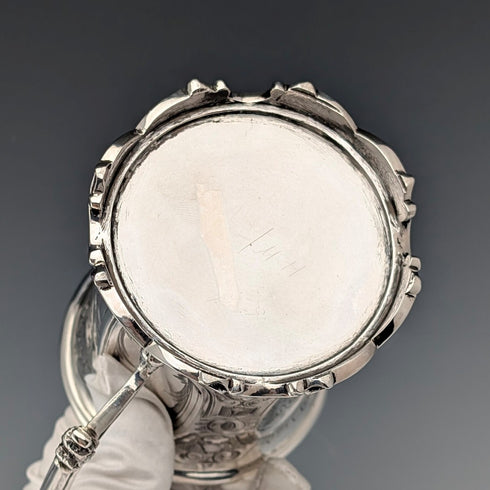 1854年 英国アンティーク 純銀製 マグカップ フローラル装飾 163g John Evans II