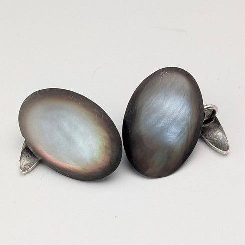 Vintage Mother of Pearl/White Mother of Pearl Sterling Silver Cufflinks