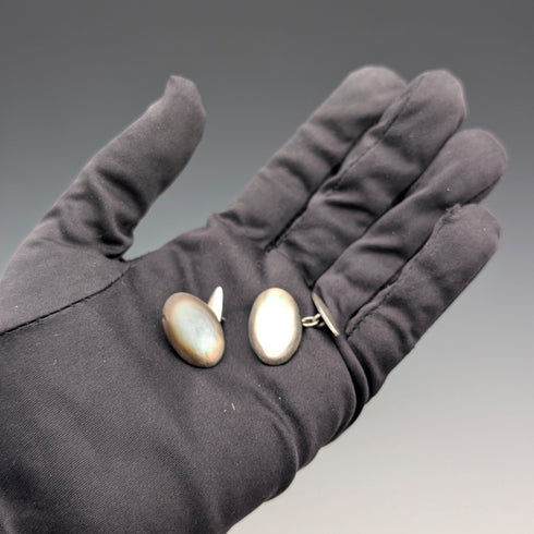 Vintage Mother of Pearl/White Mother of Pearl Sterling Silver Cufflinks