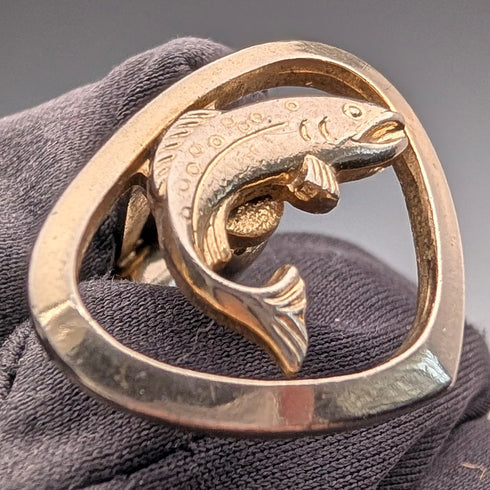 復古魚雕鍍金袖扣