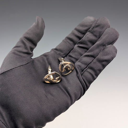 復古魚雕鍍金袖扣