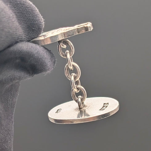 1953 British Vintage Rooster Sculpture Sterling Silver Cufflinks, Deakin & Francis