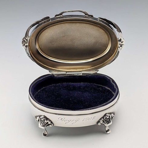 1907年 英国アンティーク 純銀製 ジュエリーボックス 88g Henry Matthews