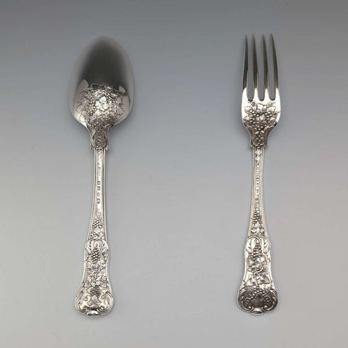 1849 年英國古董純銀洗禮餐具一對,共 128 克,含盒子,Samuel Hayne & Dudley Caterer