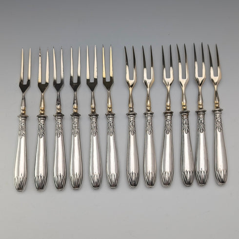 德國古董 800 銀柄甜點餐具 12 對(盒裝)
