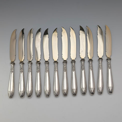 德國古董 800 銀柄甜點餐具 12 對(盒裝)