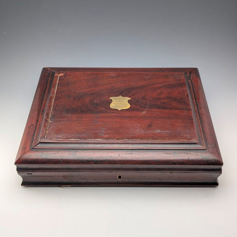 1870 年英國古董白色珍珠母貝手柄甜點餐具,6 對,木盒