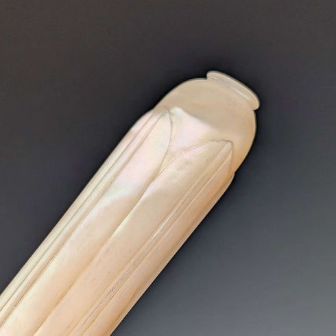 1870 British antique white mother-of-pearl handle dessert cutlery, 6 pairs, wooden box
