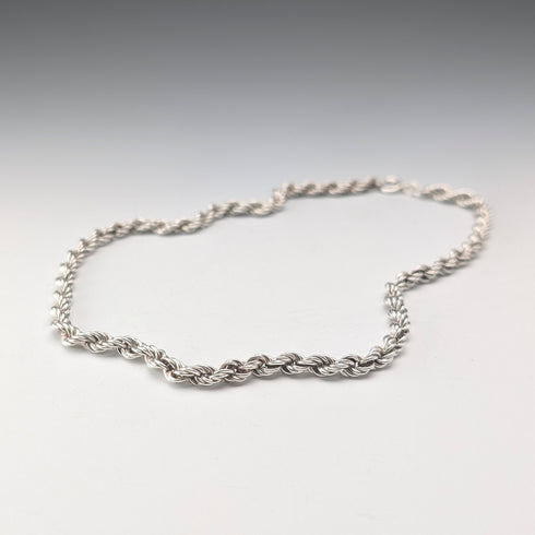 英国ヴィンテージ 純銀製 ツイストチェーン ネックレス40cm 12.5g EJLd