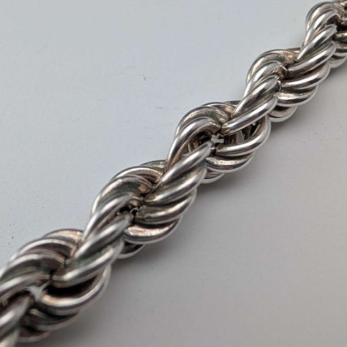British vintage sterling silver twisted chain necklace 40cm 12.5g EJLd