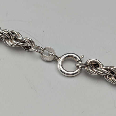 British vintage sterling silver twisted chain necklace 40cm 12.5g EJLd