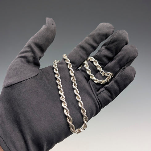 英国ヴィンテージ 純銀製 ツイストチェーン ネックレス40cm 12.5g EJLd