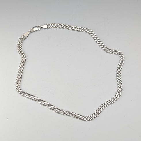 英国ヴィンテージ 純銀製 ダブルキヘイチェーン ネックレス41cm 17.4g AGP