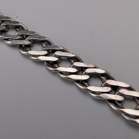 英国ヴィンテージ 純銀製 ダブルキヘイチェーン ネックレス41cm 17.4g AGP