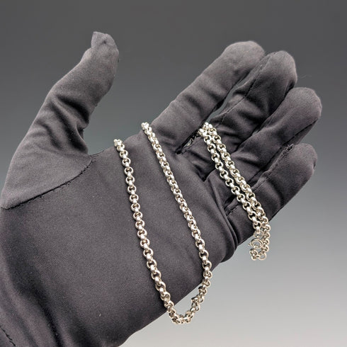 英国ヴィンテージ 純銀製 アズキチェーン ネックレス56cm 28.2g CC