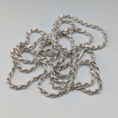 British vintage sterling silver twisted chain necklace 90cm 22.3g Milor