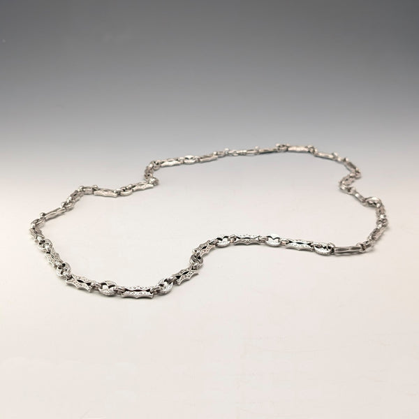 American vintage sterling silver multi-fancy link chain necklace 92cm 80g