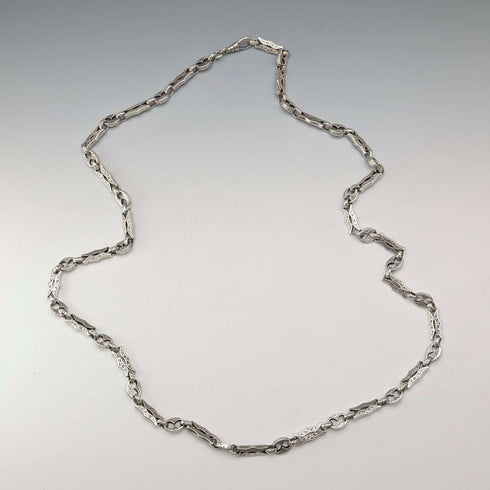 American vintage sterling silver multi-fancy link chain necklace 92cm 80g