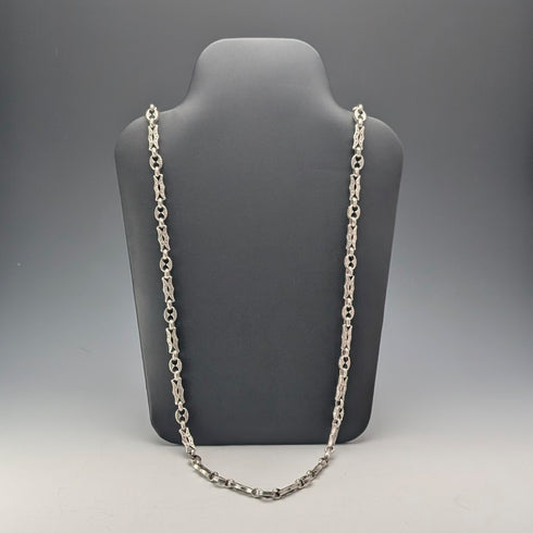 米国ヴィンテージ 純銀製 マルチファンシーリンクチェーン ネックレス92cm 80g