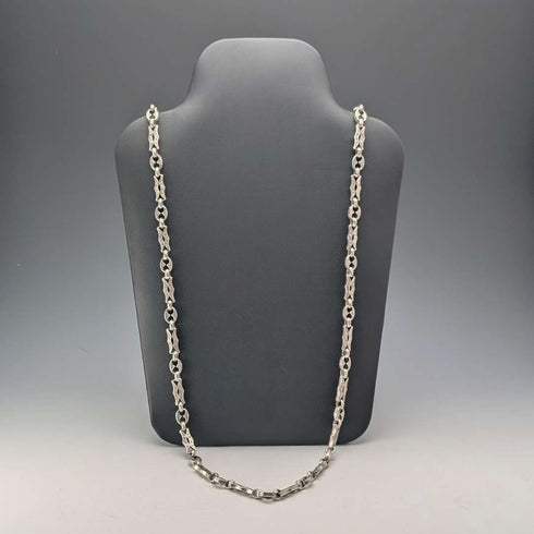 American vintage sterling silver multi-fancy link chain necklace 92cm 80g