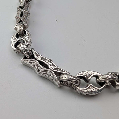 American vintage sterling silver multi-fancy link chain necklace 92cm 80g