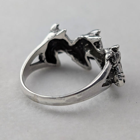 Vintage 3 Horse Head Design Sterling Silver Ring (Size 9)