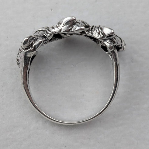 Vintage 3 Horse Head Design Sterling Silver Ring (Size 9)