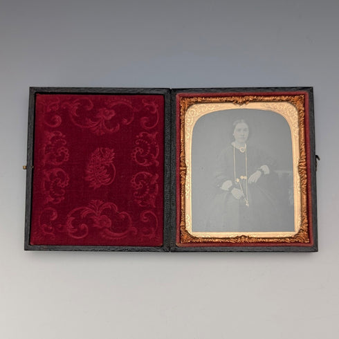 英国アンティーク レザー張りケース入り アンブロタイプ