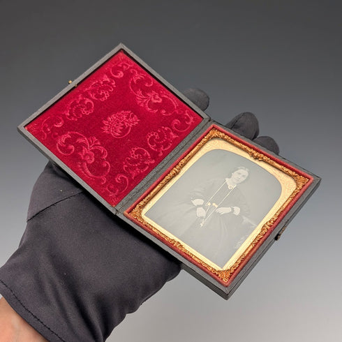 英国アンティーク レザー張りケース入り アンブロタイプ