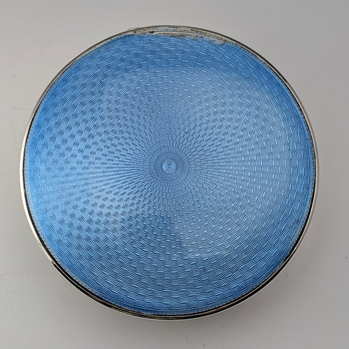 1926 英國古董藍扭索紋琺瑯純銀飾盒 120 克