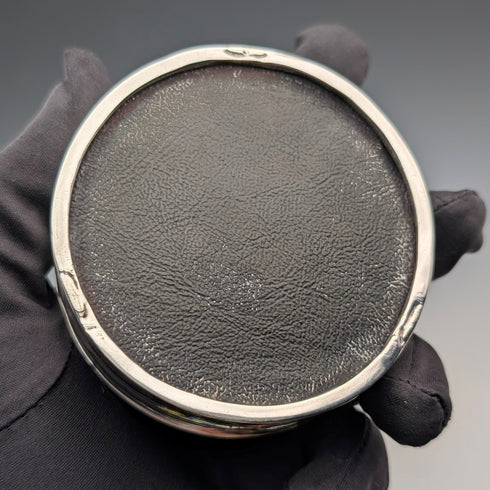 1926 英國古董藍扭索紋琺瑯純銀飾盒 120 克