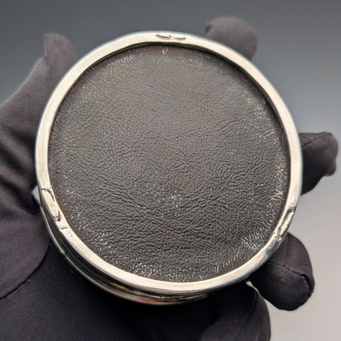 1926年 英国アンティーク ブルーギロシェエナメル 純銀製ジュエリーボックス 120g