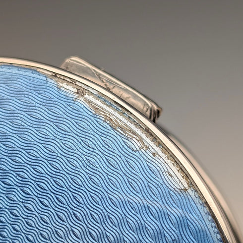 1926 英國古董藍扭索紋琺瑯純銀飾盒 120 克