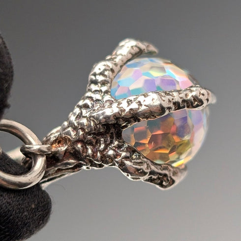 英国ヴィンテージ 純銀製アルバートチェーン 42g 純銀台座クロウ&ボウルフォブ