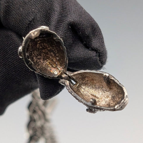 1900年頃 英国アンティーク 純銀製 アルバートチェーン 53g 魚チャームフォブ