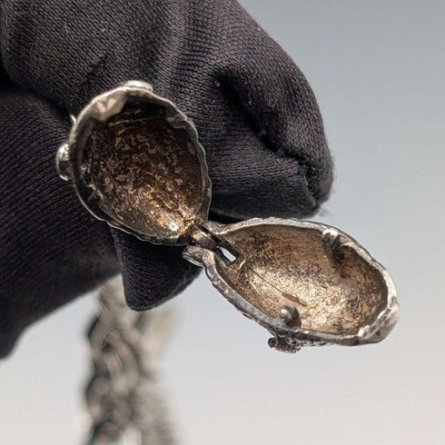 1900年頃 英国アンティーク 純銀製 アルバートチェーン 53g 魚チャームフォブ