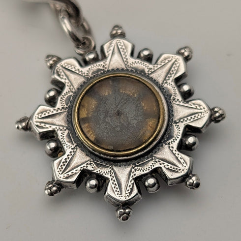 1893年 英国アンティーク 純銀製アルバートチェーン 42g 純銀台座コンパスフォブ