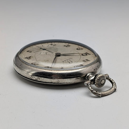 1930年頃 ヴィンテージ オメガ 懐中時計 アールデコスタイル 合金オープンフェース 動作良好