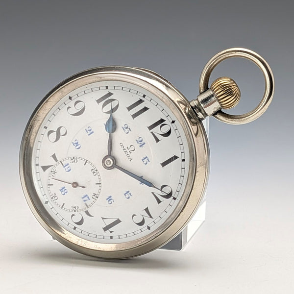 1920年頃 アンティーク オメガ 懐中時計 直径53mm 鉄道時計 合金ケース 動作良好