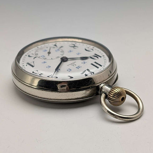 Antique Omega pocket watch from around 1920, diameter 53mm, railroad watch, alloy case, in good working order