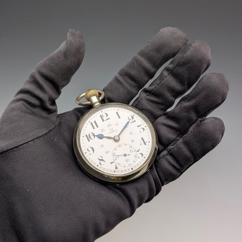 1920年頃 アンティーク オメガ 懐中時計 直径53mm 鉄道時計 合金ケース 動作良好