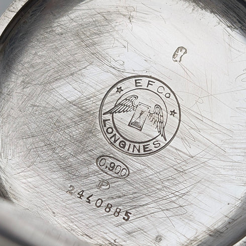 1910年頃 アンティーク ロンジン 懐中時計 アール・ヌーヴォー装飾 銀側ハンターケース 動作良好