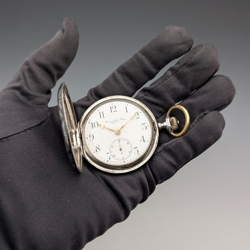 古董匈牙利 Brauswetter Janos 懷錶,銀邊黑金裝飾,獵錶殼,運作良好