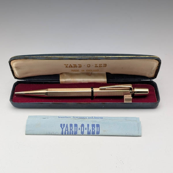 British Vintage Yard O Red Rolled Gold Hexagon Propelled Pencil in Case