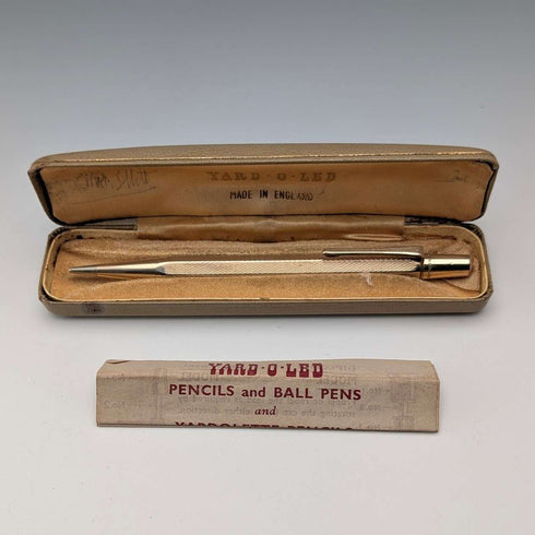 British Vintage Yard O Red Rolled Gold Hexagon Propelled Pencil in Case