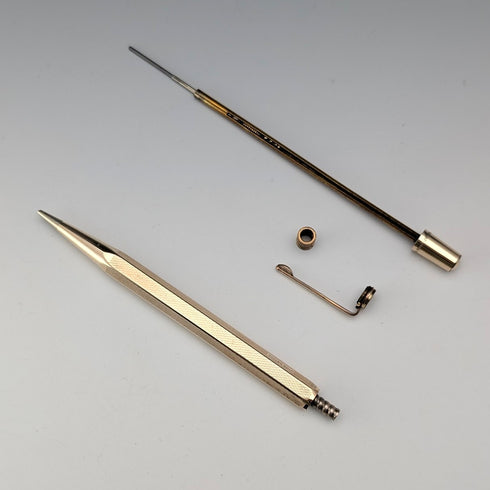 British Vintage Yard O Red Rolled Gold Hexagon Propelled Pencil in Case