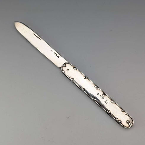 1898 British antique sterling silver handle and blade penknife in case James Deakin & Sons