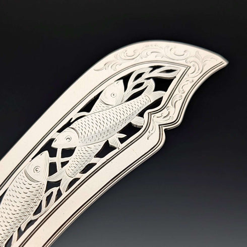 1850 British antique sterling silver fish server pair, total weight 314g, John James Whiting