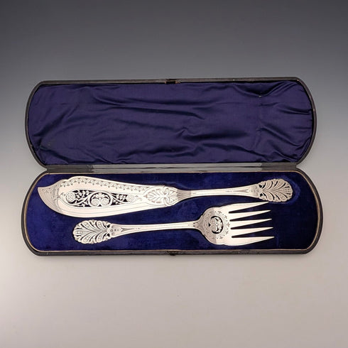 英国アンティーク シルバープレート製 フィッシュサーバーセット ケース入