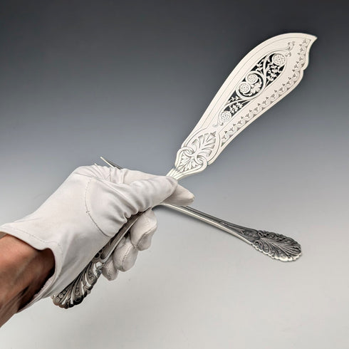 英国アンティーク シルバープレート製 フィッシュサーバーセット ケース入